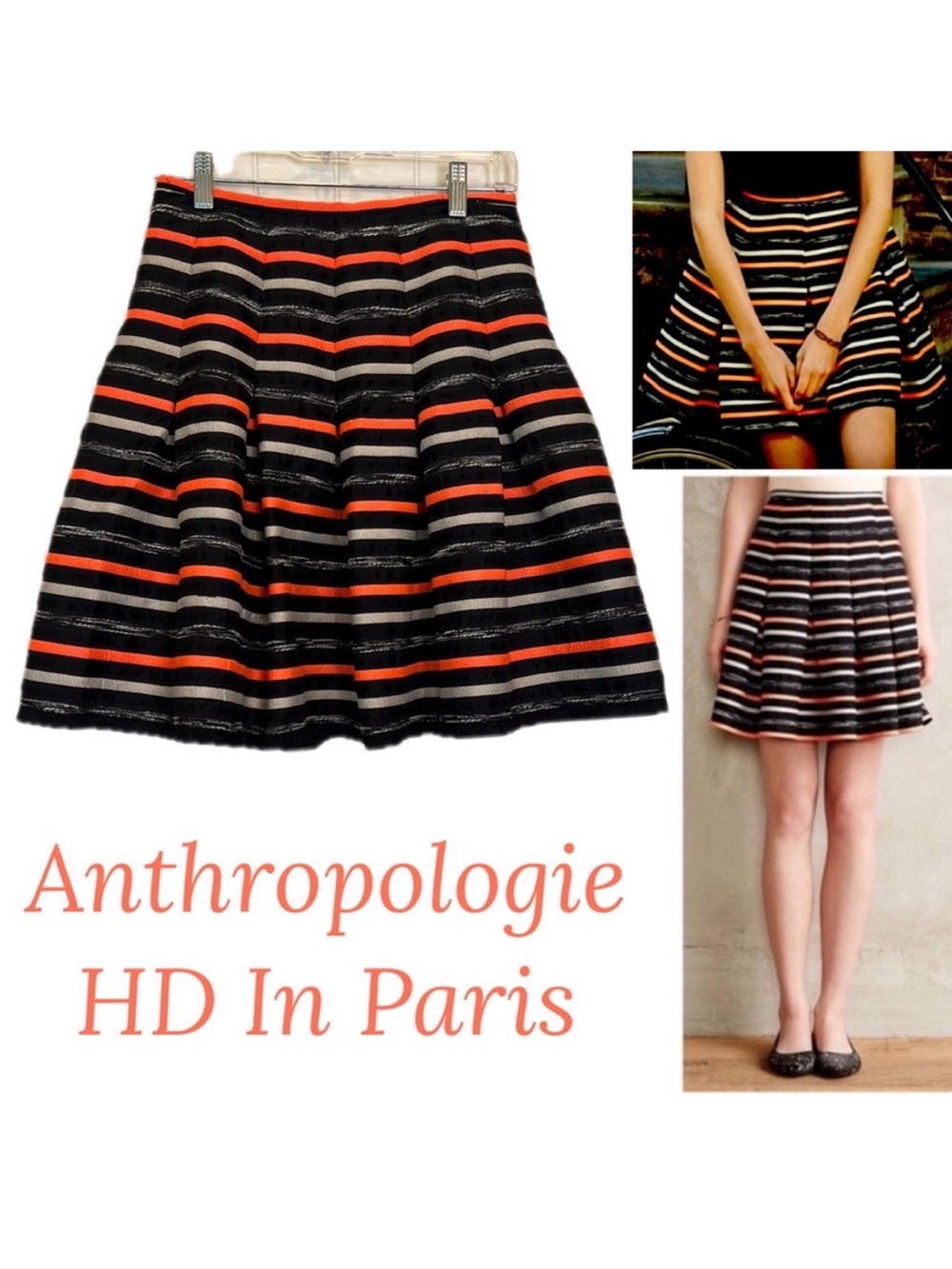 Anthropologie HD in Paris striped lined skirt Size UK 4, US 0